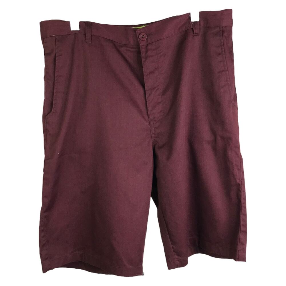Pacific Blue Shorts Mens 36 Maroon Stretch Cotton Golf Chino Casual Flat Front